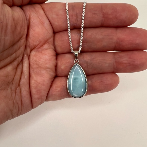 Sterling Silver Natural Larimar Pear Shaped - Picture 4 of 16